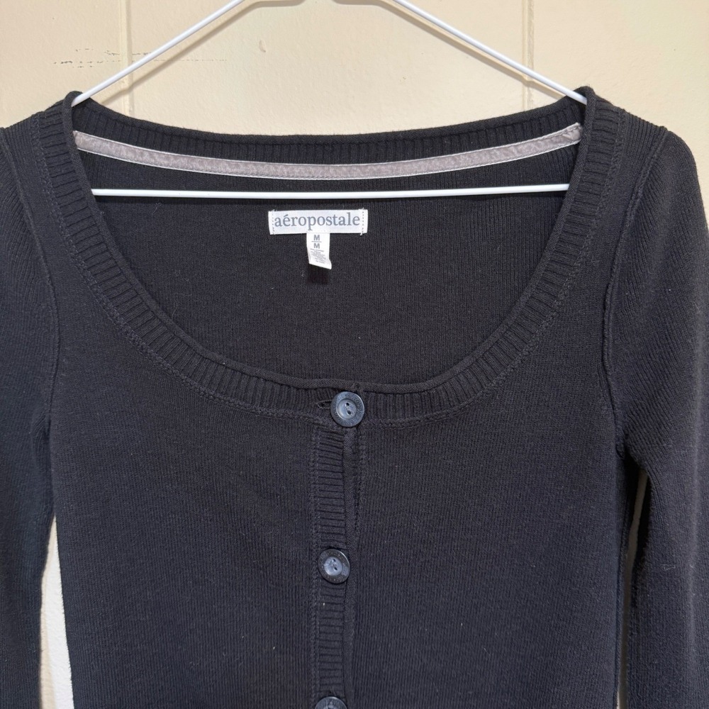 Aeropostale Womens Black Cardigan Medium Minimalist Capsule Essential Classic - Picture 4 of 13